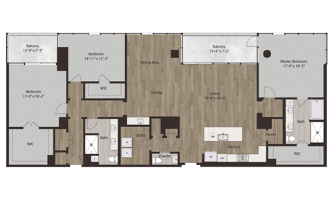 Floor plan for 3 beds, 2.5 baths, 2591 sqft